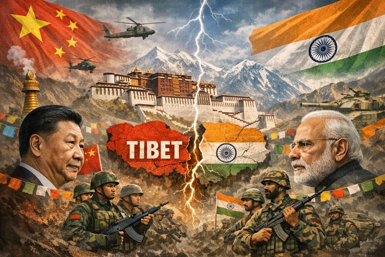 The relationship between China and India regarding Tibet.